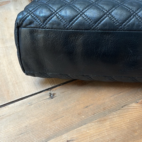 Marc Jacobs Quilted Black Shoulder Bag with Gold Accents